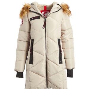 Champagne Faux Fur Quilted Puffer Jacket